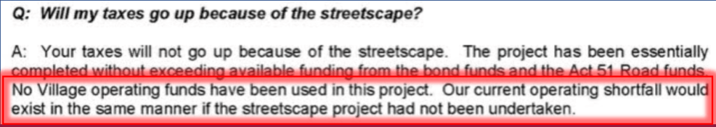 Village of Franklin Michigan headlee override November 8 tax increase
Lie: "No Village operating funds have been used" goldberg pam hansen